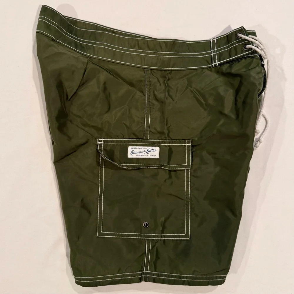Katin Waterman Trunk Mens 29 Olive Night Surf Swim Board Shorts K-Man Patch